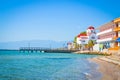 Beautiful Paralia Katerini beach and church, Greece