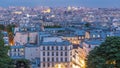 Beautiful Paris cityscape day to night timelapse seen from Montmartre. Paris, France Royalty Free Stock Photo