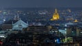Beautiful Paris night cityscape timelapse seen from Montmartre. Paris, France Royalty Free Stock Photo