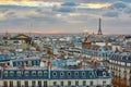 Parisian skyline with the Eiffel tower at sunset