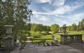 Beautiful park with balustrade and stairway Royalty Free Stock Photo