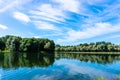 Beautiful park in big city. Pond in Izmailovo park in Moscow