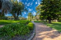 beautiful park with birds palm trees ponds waterfalls in Burwood a suburban Sydney town NSW Australia
