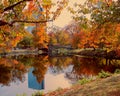 Beautiful park in Boston along the Charles River on an autumn day.