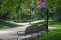 Beautiful Park with Paths and Benches Royalty Free Stock Photo