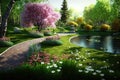 Ultra-Detail Beautiful Park Spring Season, popular or the most searched in stock photos Royalty Free Stock Photo