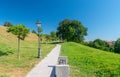 Beautiful park on a sunny day inside Alba-Iulia Citadel, Romania