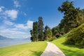 Beautiful park of Villa Melzi along the shore of Lake Como, Lombary, Italy