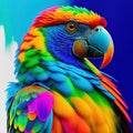 Beautiful parrot portrait in abstract splash style