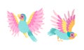Beautiful Parrots Set, Exotic Flying Tropical Birds Cartoon Vector Illustration Royalty Free Stock Photo