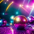 beautiful party disco balls reflecting many colors Royalty Free Stock Photo
