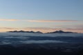 Beautiful pastel-colored sky over the mountains Royalty Free Stock Photo