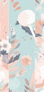 Beautiful pastel floral illustration background, vertical wallpaper. Generative Ai