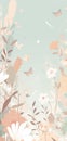 Beautiful pastel floral illustration background, vertical wallpaper. Generative Ai