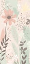 Beautiful pastel floral illustration background, vertical wallpaper. Generative Ai