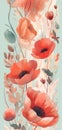 Beautiful pastel floral illustration background, vertical wallpaper. Generative Ai