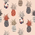 Beautiful pastel hand drawn pineapple fill-on with hand sketch l Royalty Free Stock Photo