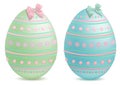 Beautiful pastel painted and decorated, illustrated easter eggs, isolated on white background