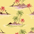 Beautiful pastel Seamless pattern vector illustrationColorful Summer Tropical island hand drawing style design for fashion ,fabric