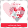 Beautiful patchwork heart. Elegant greeting card for Valentine's day