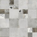 Background of a mosaic made of cement, marbles, wood and decors for home decoration. Royalty Free Stock Photo