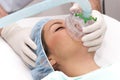 Beautiful patient receives anaesthetic Royalty Free Stock Photo