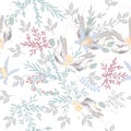 Beautiful pattern or background with flowers in watercolor style