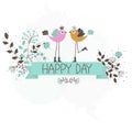 Beautiful pattern card with birds and flowers