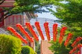 Beautiful Pattern of Chinese Red Lanterns Decorated at Wat Leng