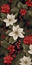 A beautiful pattern featuring red and white flowers with green leaves. Perfect for adding a touch of nature and elegance Royalty Free Stock Photo