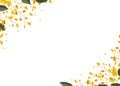 Beautiful pattern with green leaves and yellow branches on a white background with space for text. Vector spring