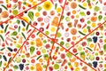 Beautiful pattern healthy fruits, vegetables and berries separated by red lines Royalty Free Stock Photo