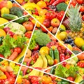 Beautiful pattern healthy fruits, vegetables and berries separated by white lines Royalty Free Stock Photo