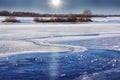 Beautiful pattern on the ice of the river