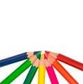 Beautiful pattern made with seven different colored wood pencil crayons on a paper Royalty Free Stock Photo