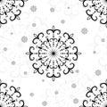 Beautiful pattern openwork vector snowflakes. Decorative hand drawn seamless pattern for design on white background