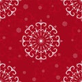 Beautiful pattern openwork vector snowflakes. Decorative seamless pattern for design on red background