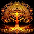 Beautiful patterned tree of life, orange color. Royalty Free Stock Photo