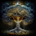 Beautiful patterned tree of life in smoke. Royalty Free Stock Photo