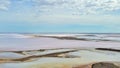 Aerial view of Lake Tyrrell, is a shallow, salt-crusted depression in the Mallee district of north-west Victoria, Australia. Royalty Free Stock Photo