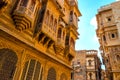 The beautiful Patwon ki Haveli palace made of golden limestone in Jaisalmer, Rajasthan, India