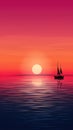 a beautiful peaceful lofi phone background of a ship at night, sunset scenery, ai generated image