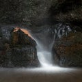 Beautiful peaceful long exposure waterfall detail intimate lands