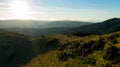 Golden sunset over farmlands in Karori Wellington, Windmills in the Distance