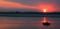 beautiful, peaceful view of a sunset at ganga river