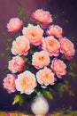 Beautiful peach pink peony flowers painting