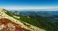 Beautiful peak of rock mountains in scenic landscape view, sunny day. Location Carpathian mountains, Europe