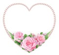 Beautiful pearl heart with pink roses.