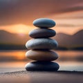 Beautiful pebbles stacked on top of each other - ai generated image