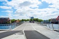 Beautiful pedestrian, bicycle bridge over the canal. Denmark. Copenhagen. Architecture. Sights